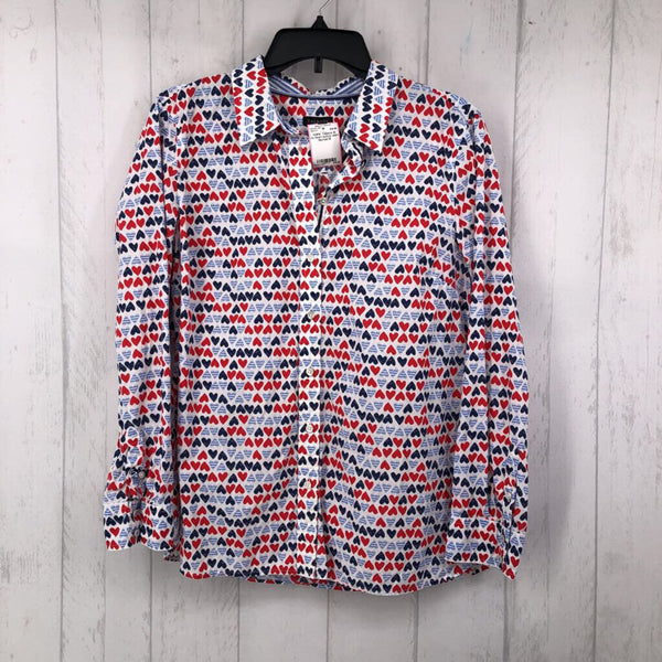 M l/s heart button shirt