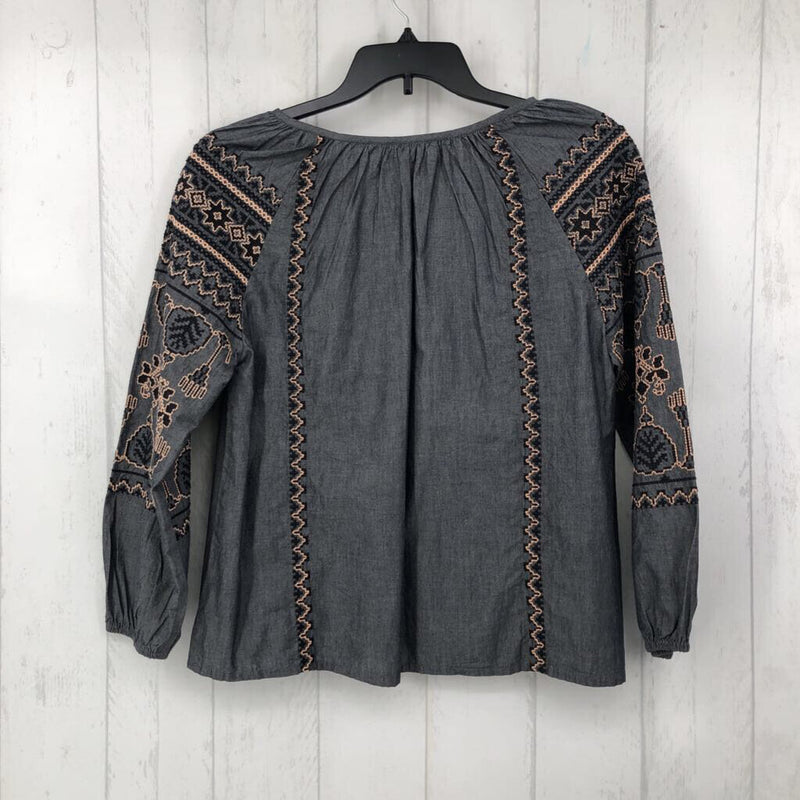 S l/s embroidered top