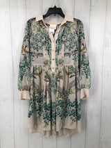 R158 2 l/s flower print pleated dress