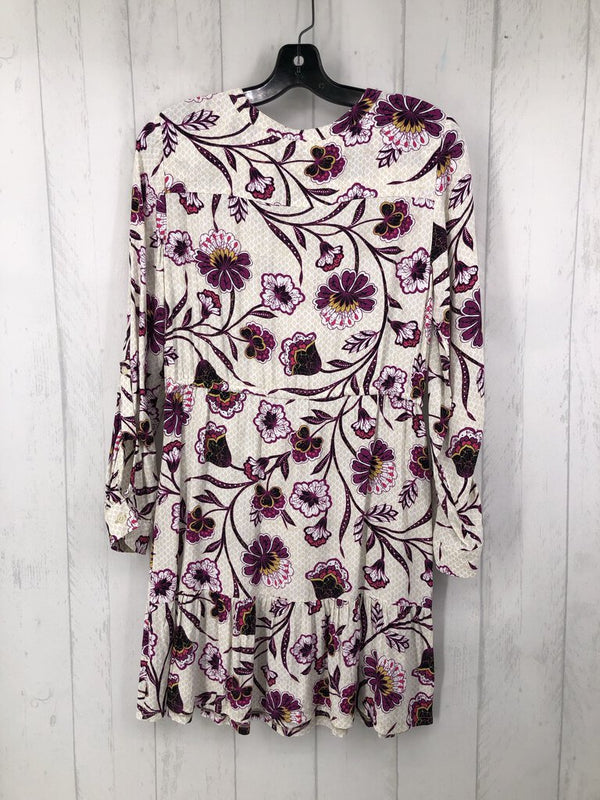 M l/s flower print drawstring dress