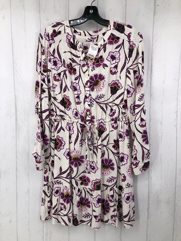 M l/s flower print drawstring dress