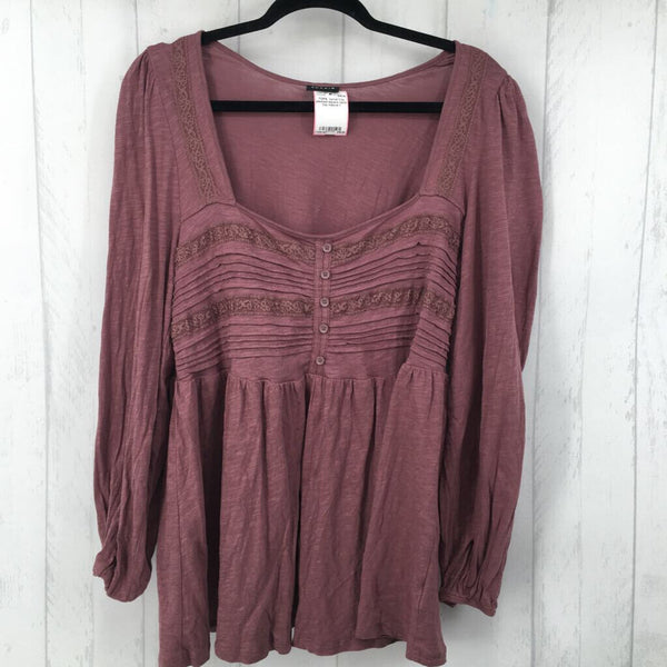 1 l/s pleated square neck top