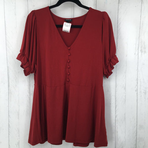 1 s/s button detail v-neck top