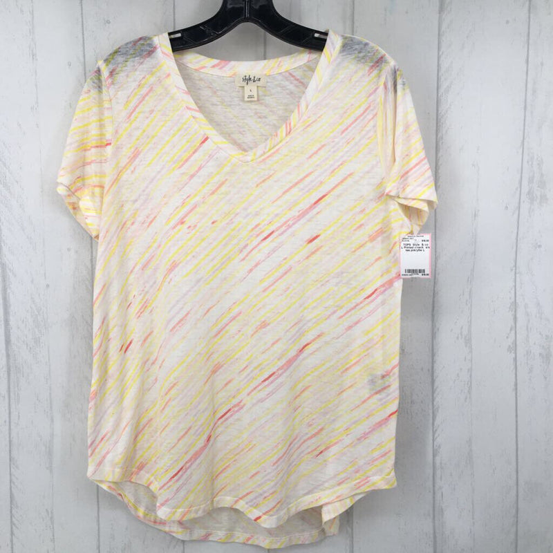 L Printed v-neck s/s tee