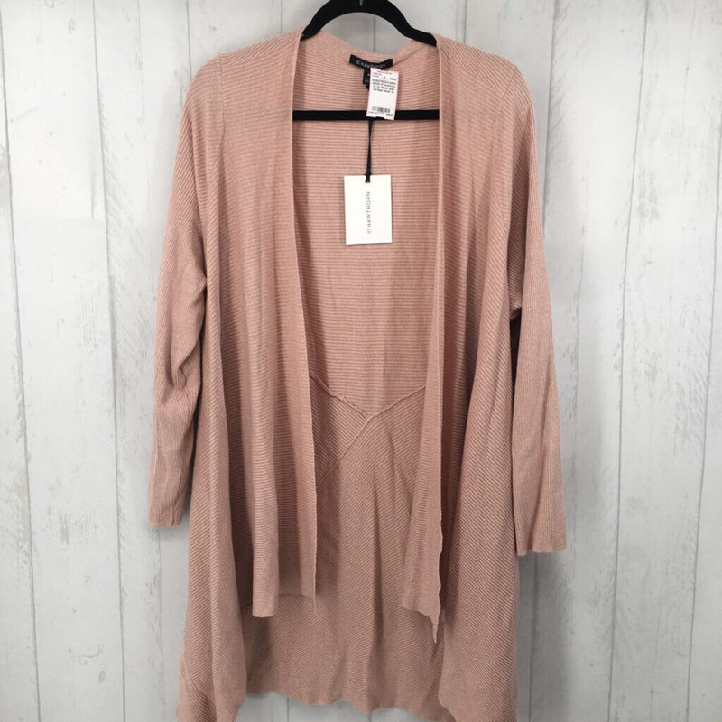 3x l/s ribbed open cardigan