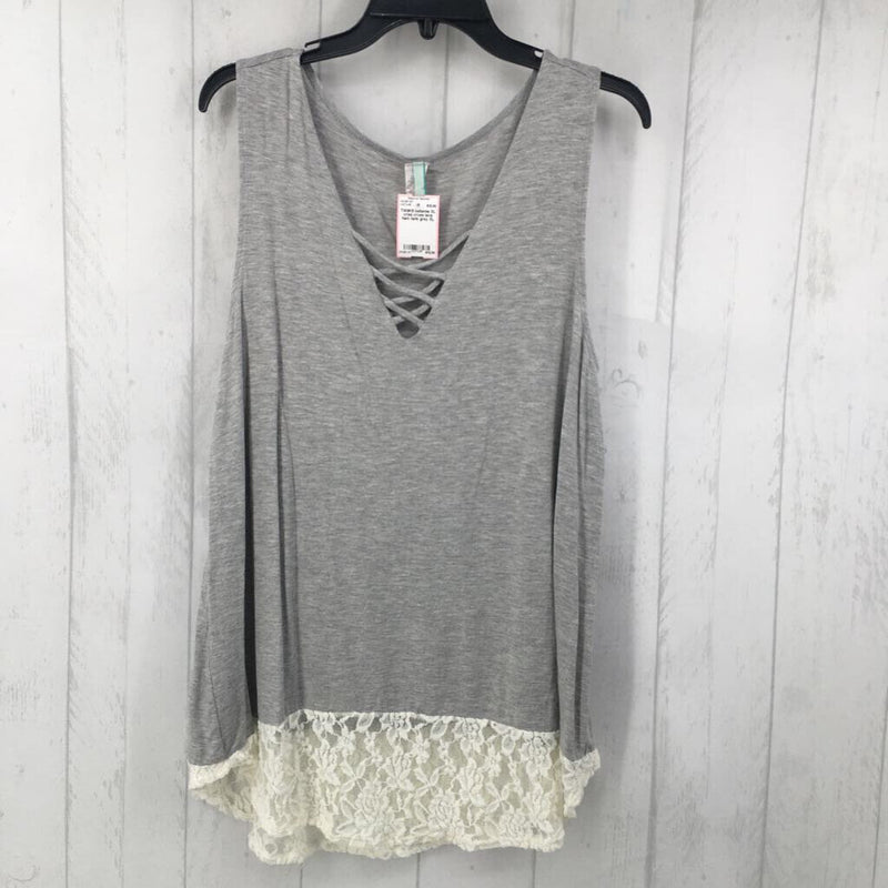 XL criss cross lace hem tank