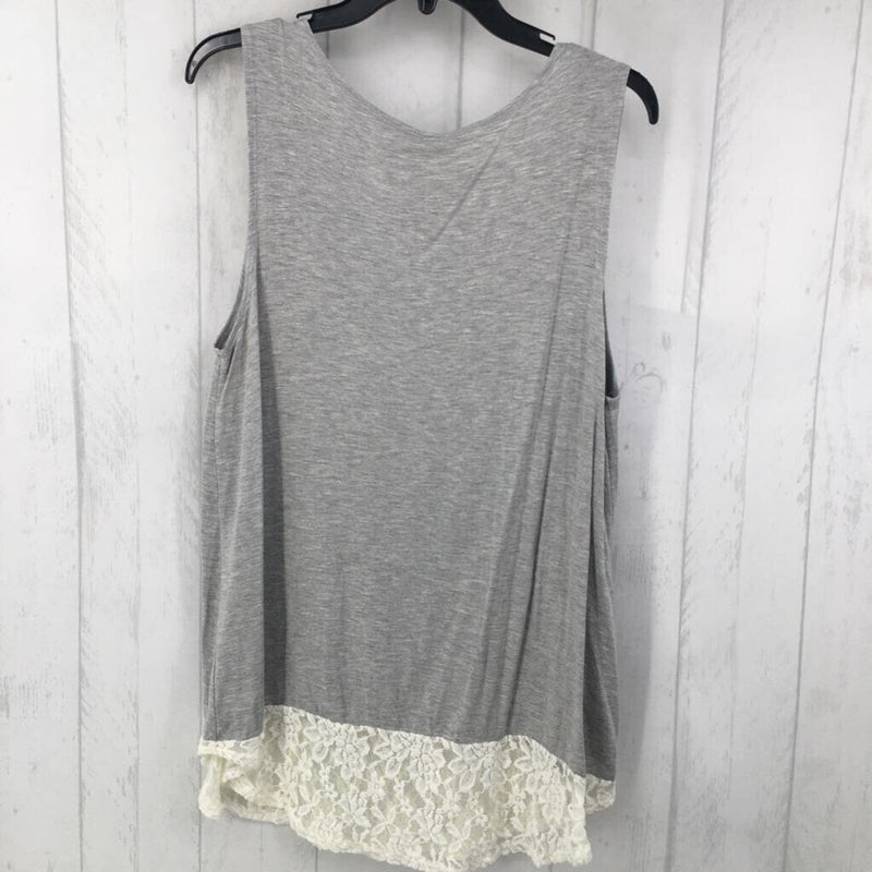 XL criss cross lace hem tank