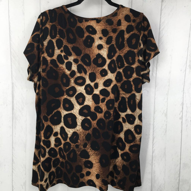 1x s/s animal print top