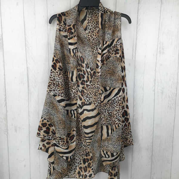 OS animal print drape vest/kimono