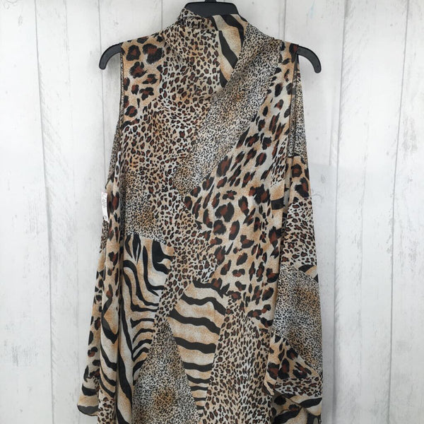 OS animal print drape vest/kimono