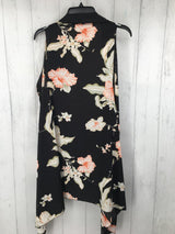 OS flower print drape vest/kimono