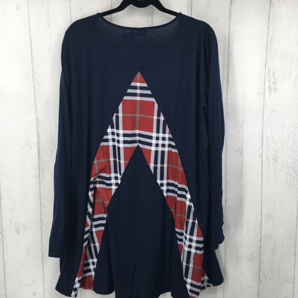 XXXL l/s plaid print top