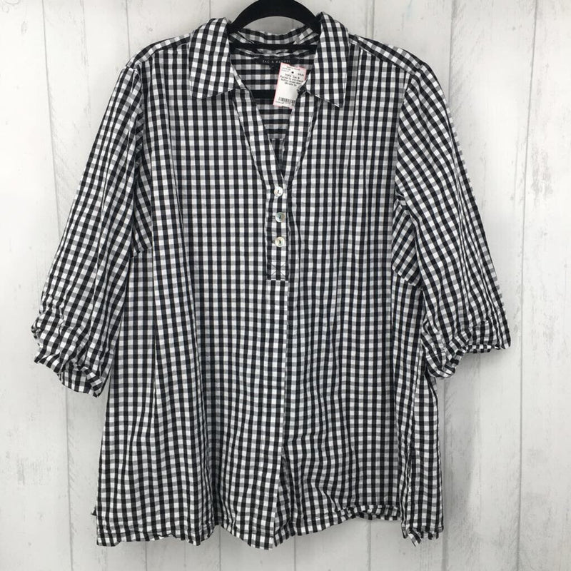 3x s/s check button down shirt