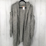 S l/s open cardigan w/ hood