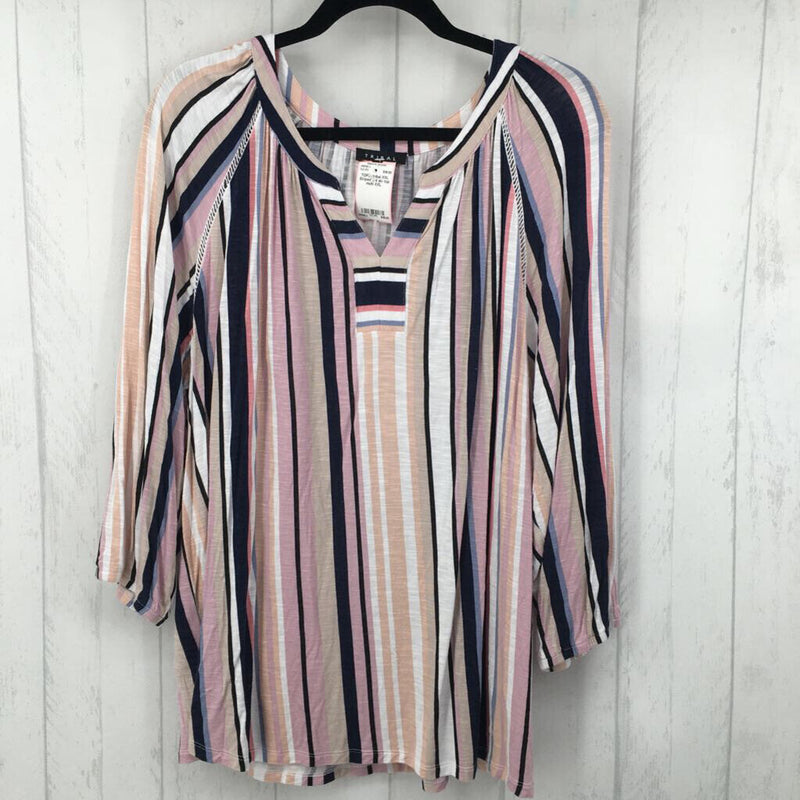 XXL Striped 3/4 slv top