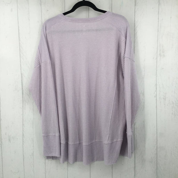 XXL l/s waffle v-neck top