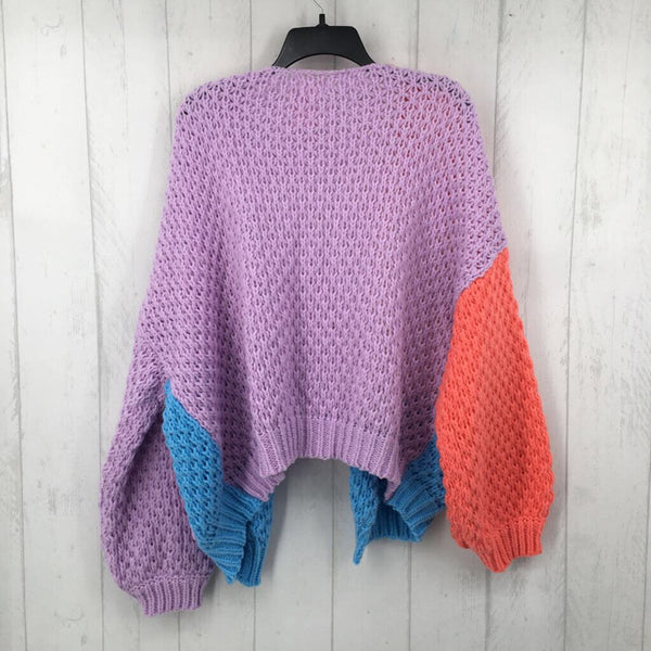 XL l/s open color block cardigan