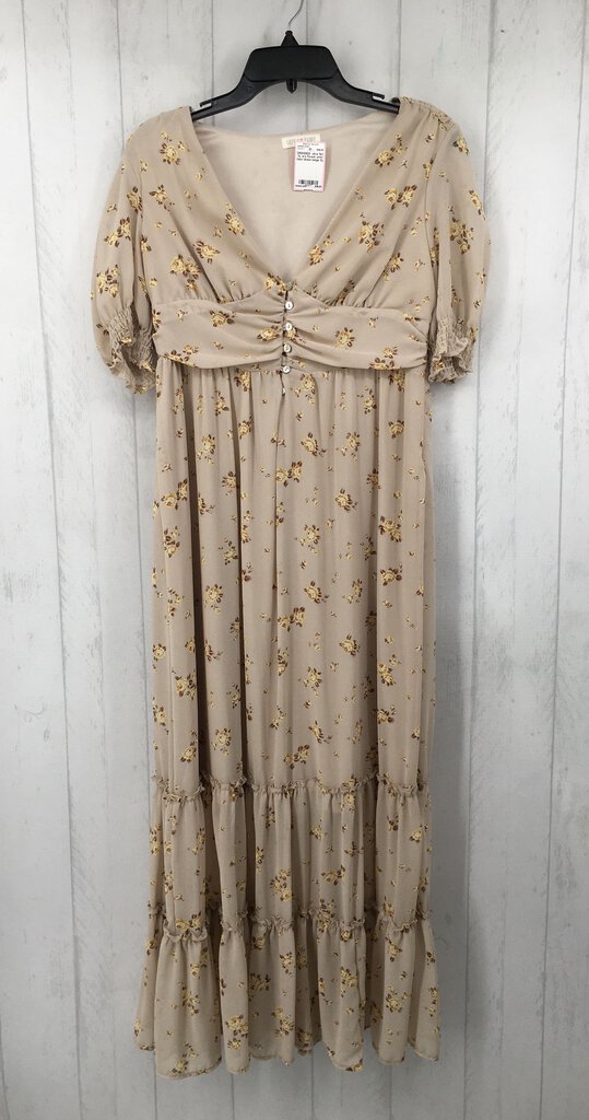 XL s/s flower print maxi dress