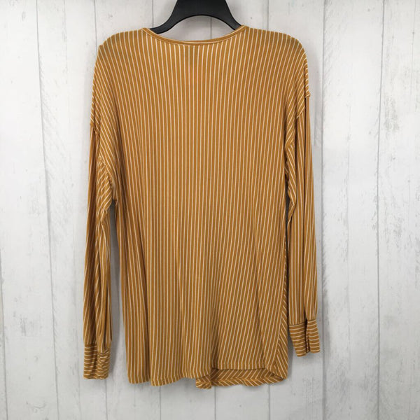 M l/s stripe v-neck top