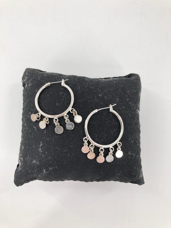 Silvertone hoop dangle earings