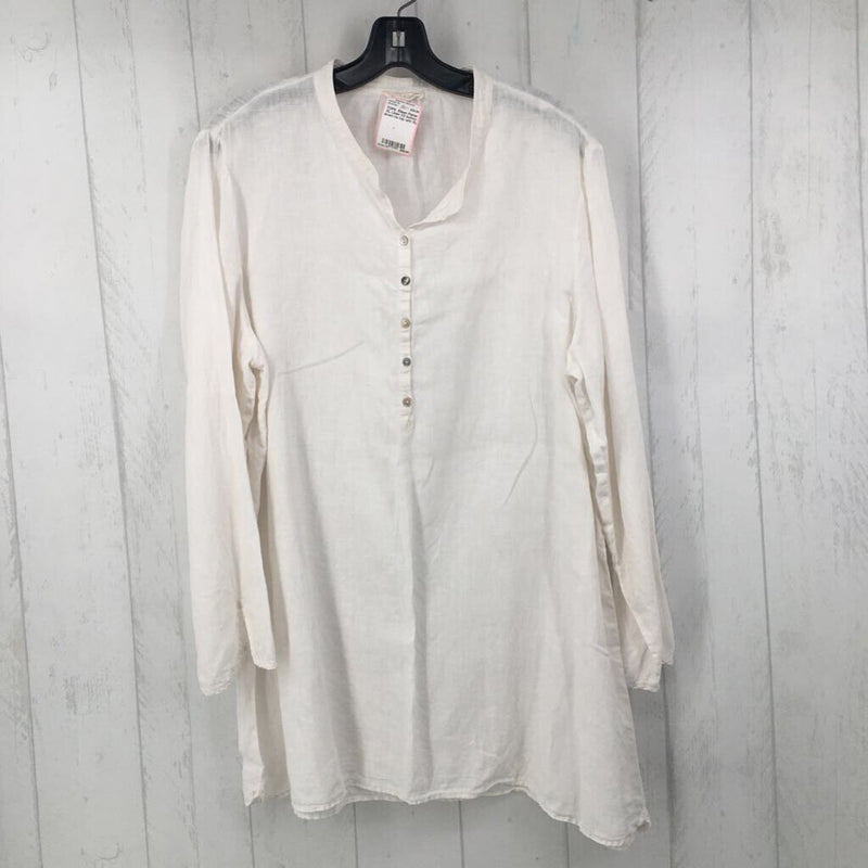 XL Linen 1/2 button down l/s top