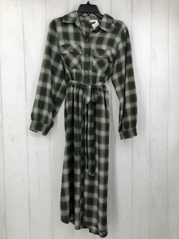 M l/s plaid shirt dress w/ belt