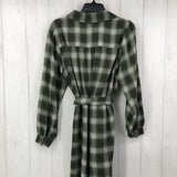 M l/s plaid shirt dress w/ belt