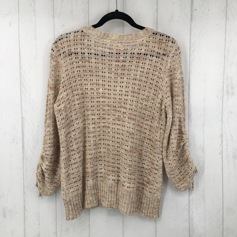 L l/s open knit sweater