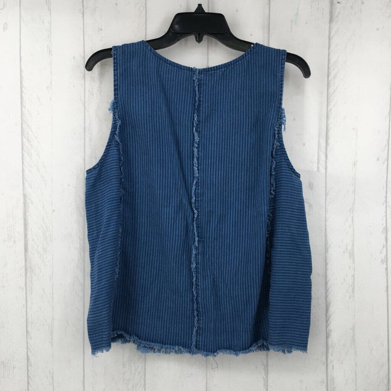 M pinstripe frayed tank