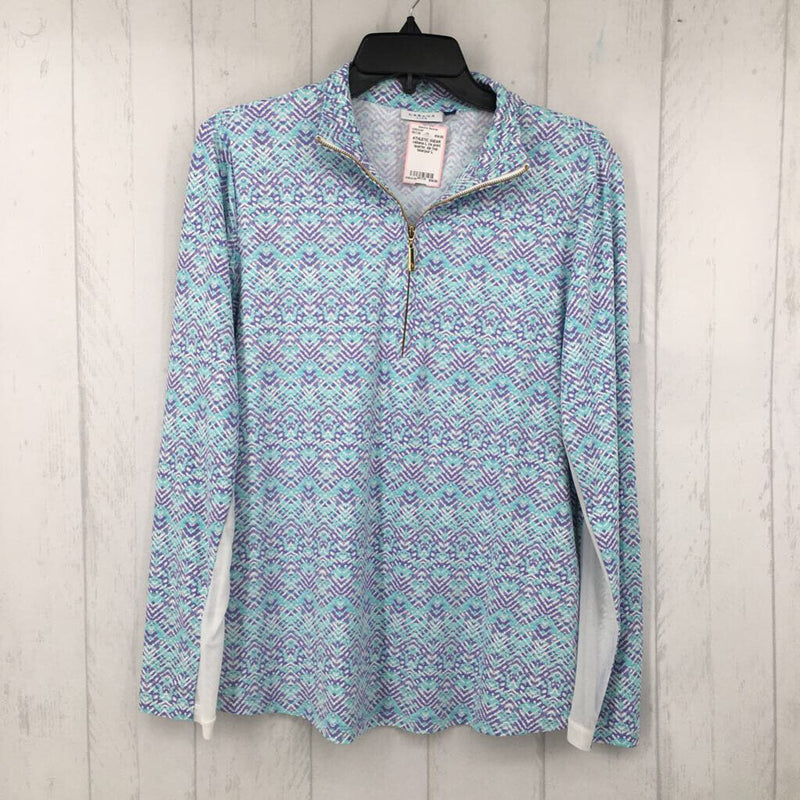 L l/s print quarter zip top