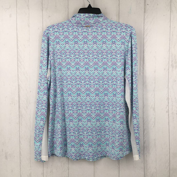 L l/s print quarter zip top