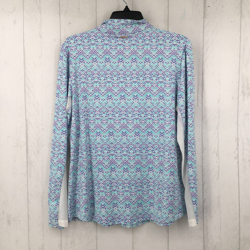 L l/s print quarter zip top