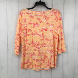 M elbow slv leaf print top