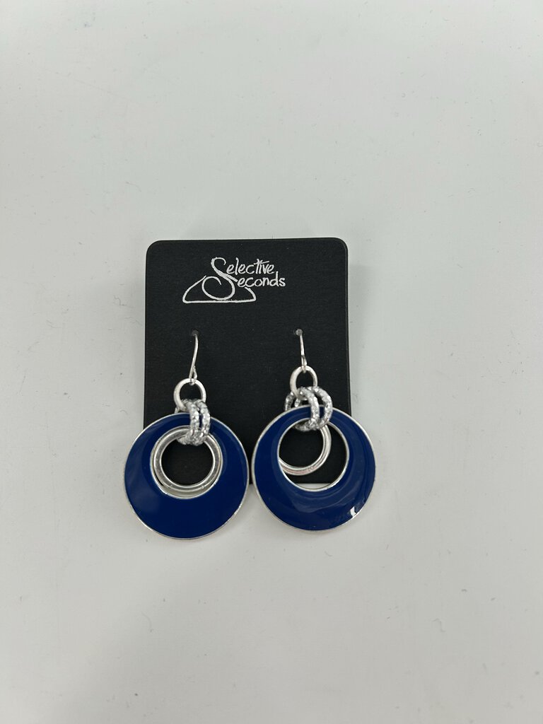 Double circle dangle earrings blu/silv