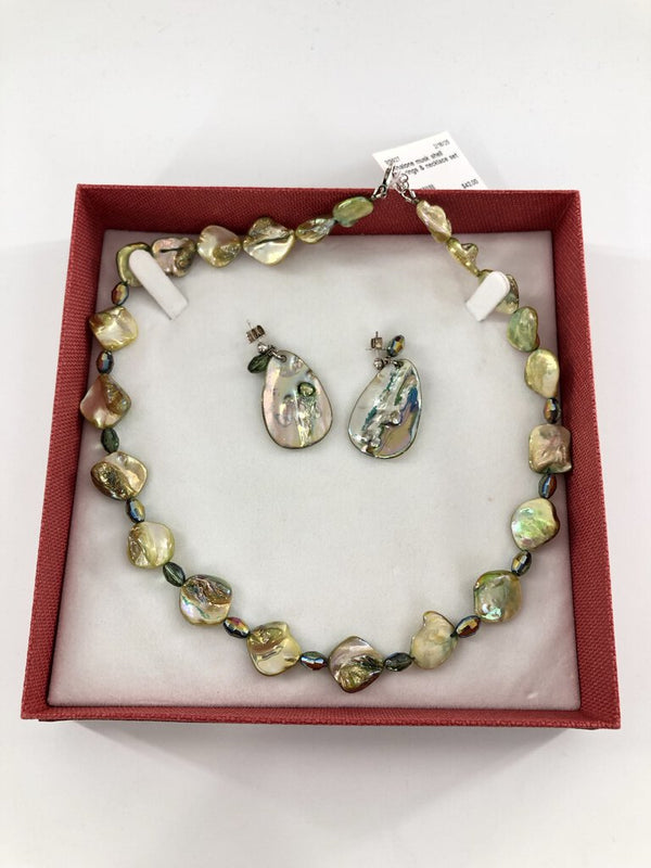 Abalone musk shell earrings & necklace set