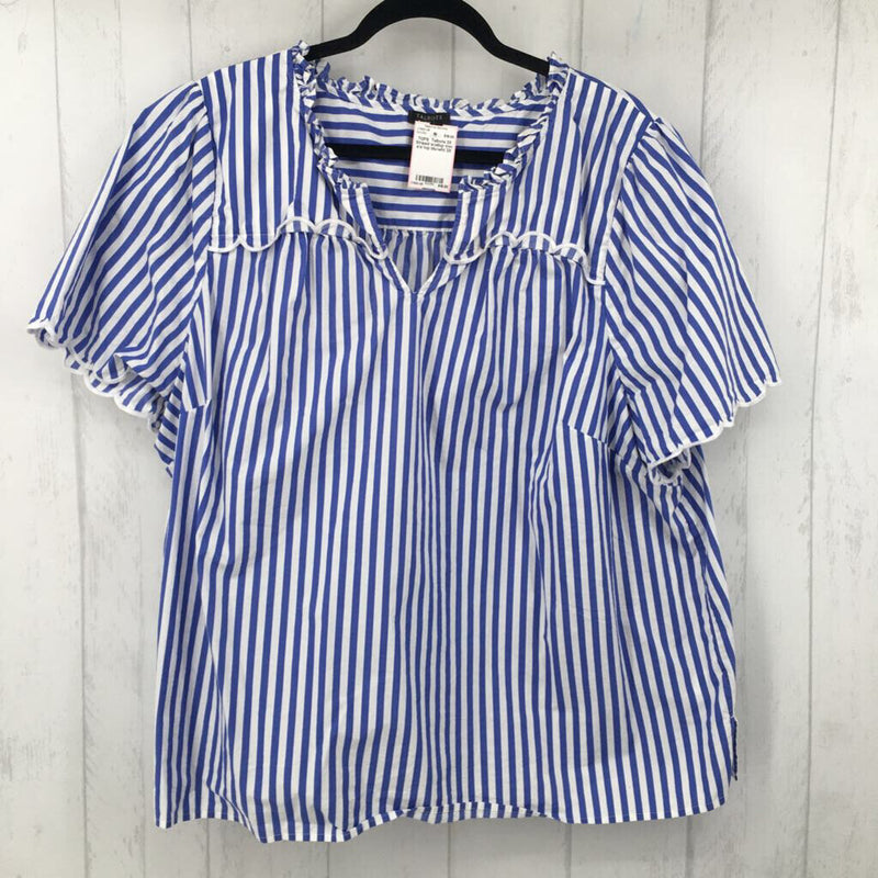 3X Striped scallop trim s/s top