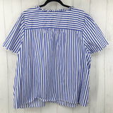 3X Striped scallop trim s/s top