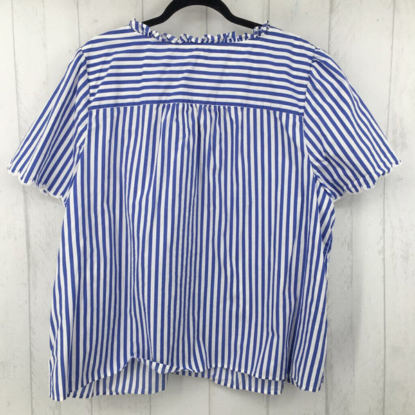 3X Striped scallop trim s/s top