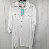 2X Button down tab slv top