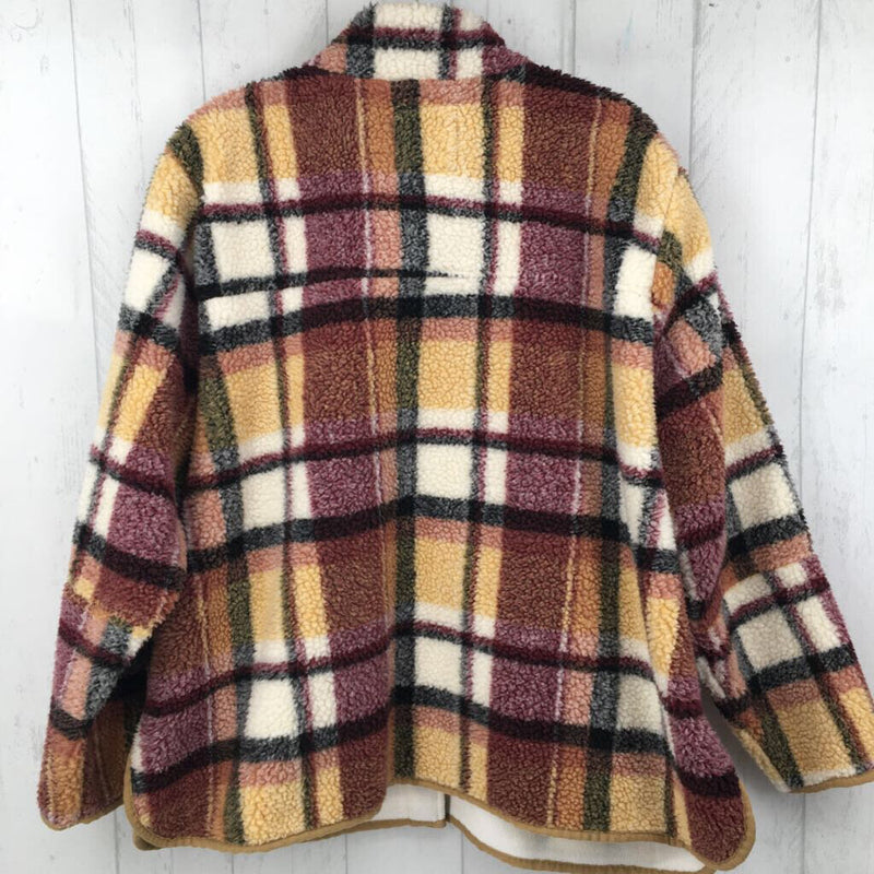 2X Plaid fleece jacket