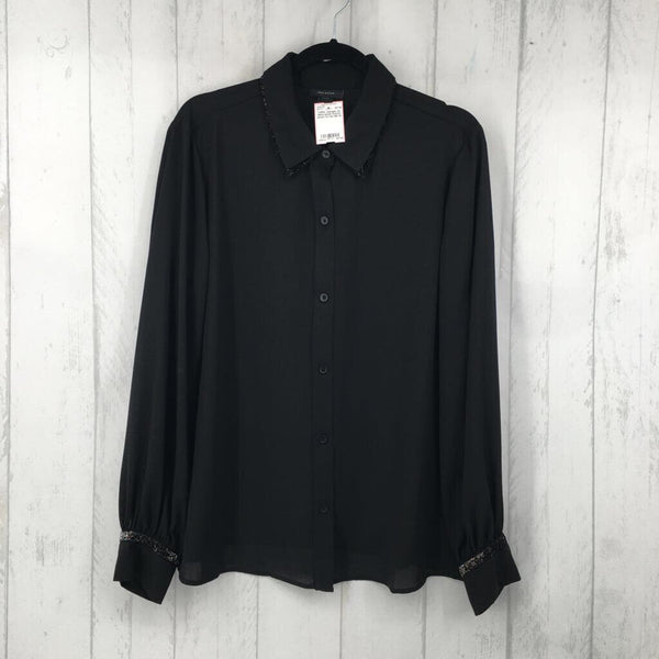 XL Semi-sheer button down l/s top