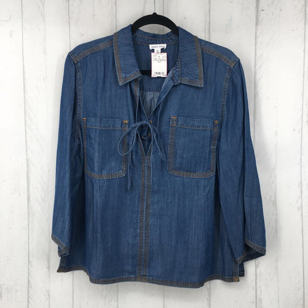 L 3/4 slv denim top