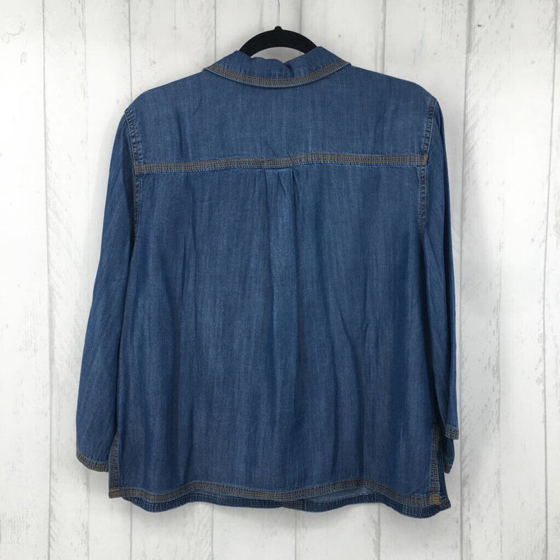 L 3/4 slv denim top