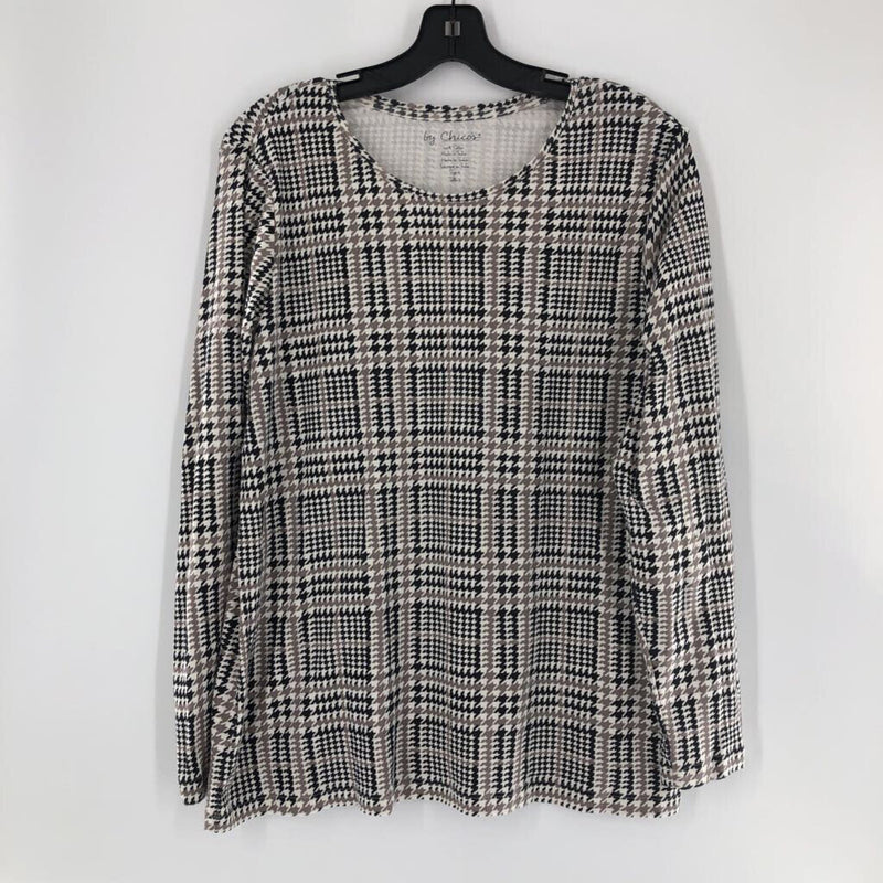 3(XL) Houndstooth print l/s top