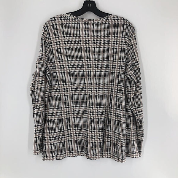 3(XL) Houndstooth print l/s top