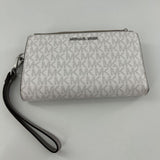 monogram double zip bi-fold phone wallet/wristlet