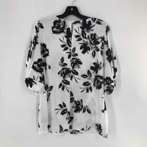 L Flo print gathered slv top