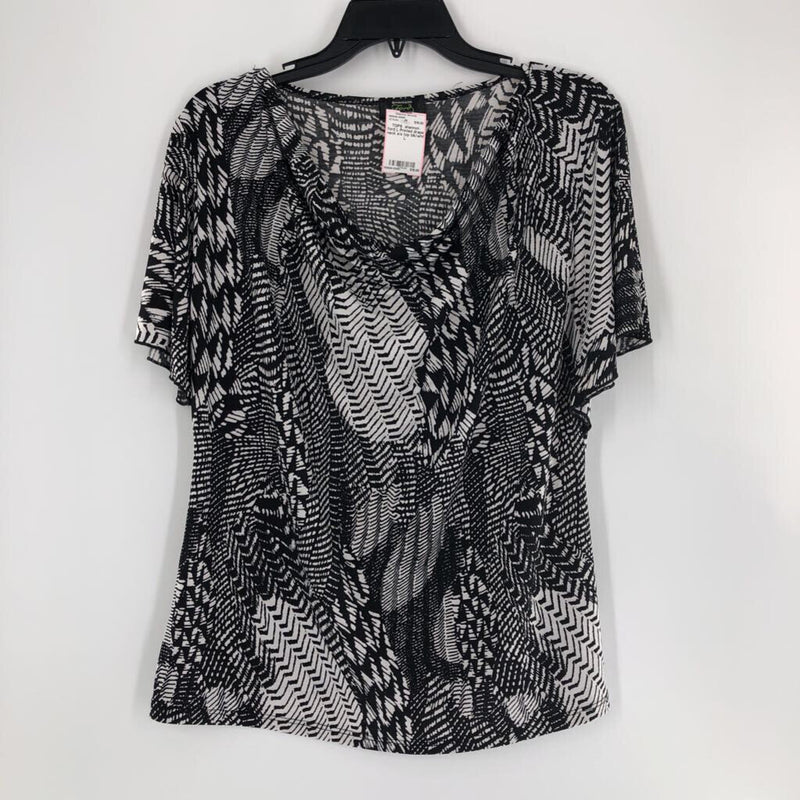 L Printed drape neck s/s top