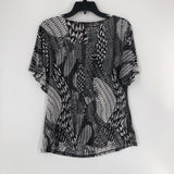 L Printed drape neck s/s top