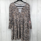 26/28 Printed notch neck 3/4 slv tunic